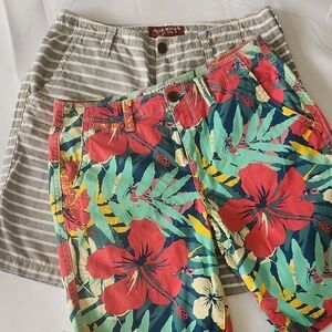 Arizona Jean Company Bundle Striped Gray and Floral Multicolor Shorts